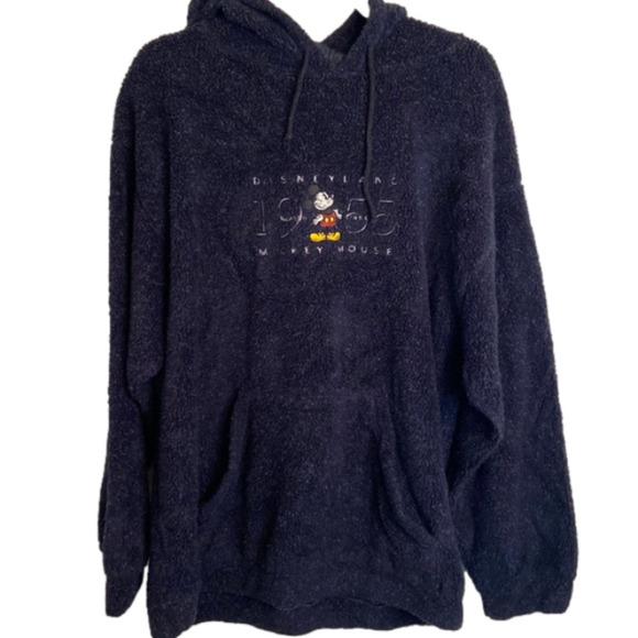 Disneyland sherpa hoodie vintage navy blue size large/X-Large - Picture 1 of 3